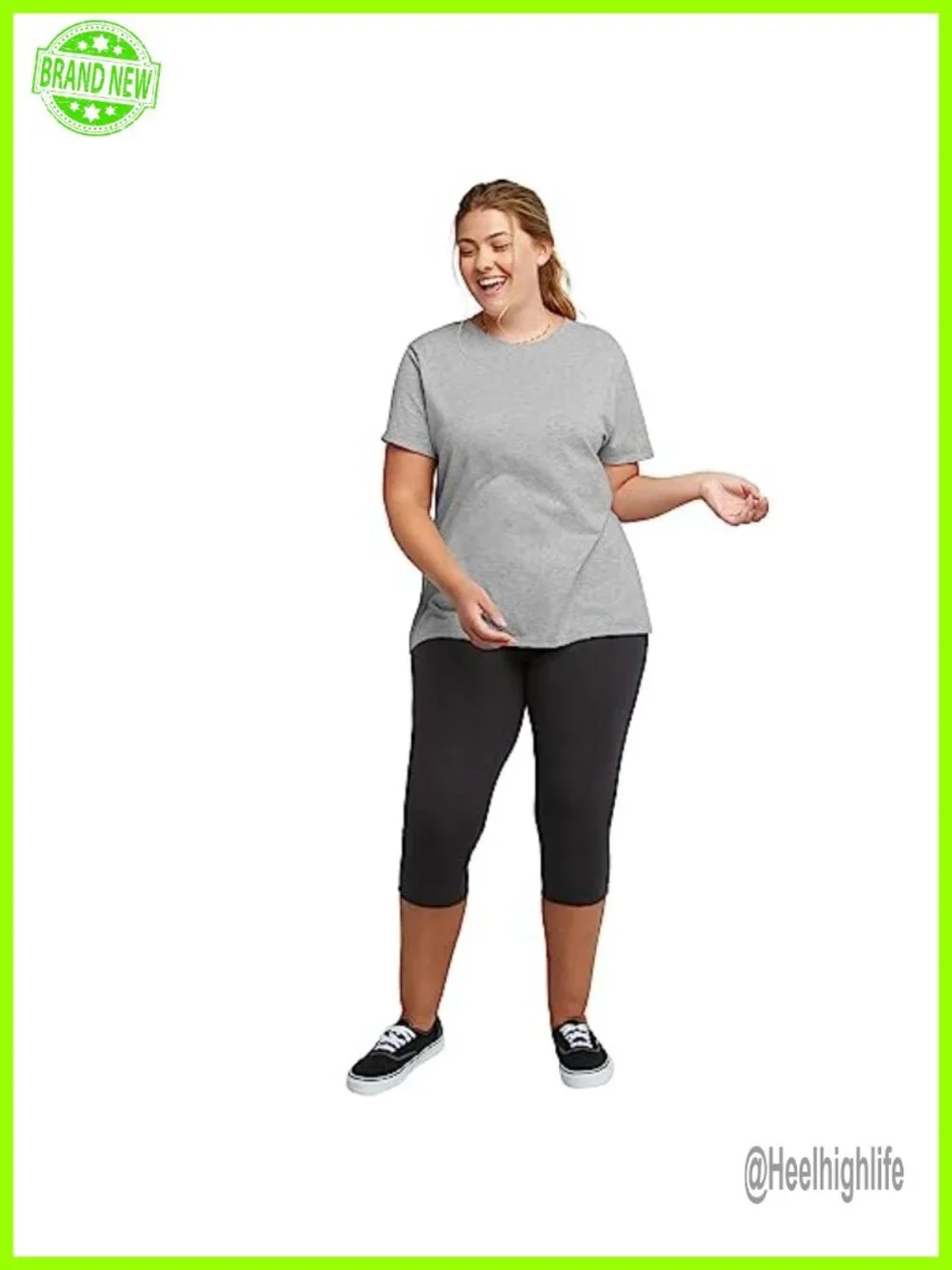 Women's Plus Size Capri Leggings Stretch Cotton Spandex 19.5